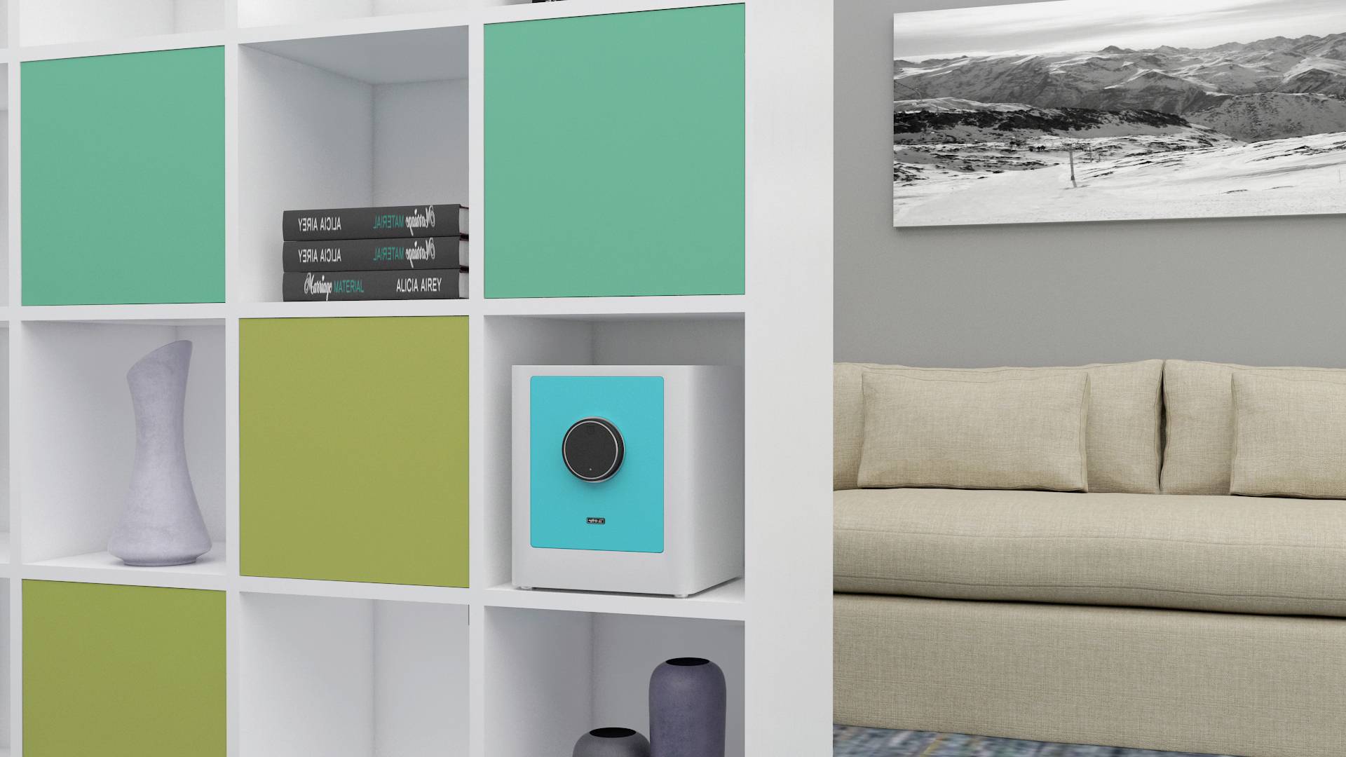 Basi 2020-0000-1013 mySafe Premium 350 Möbeltresor Zahlenschloss, Fingerabdruckschloss Weiß, Blau