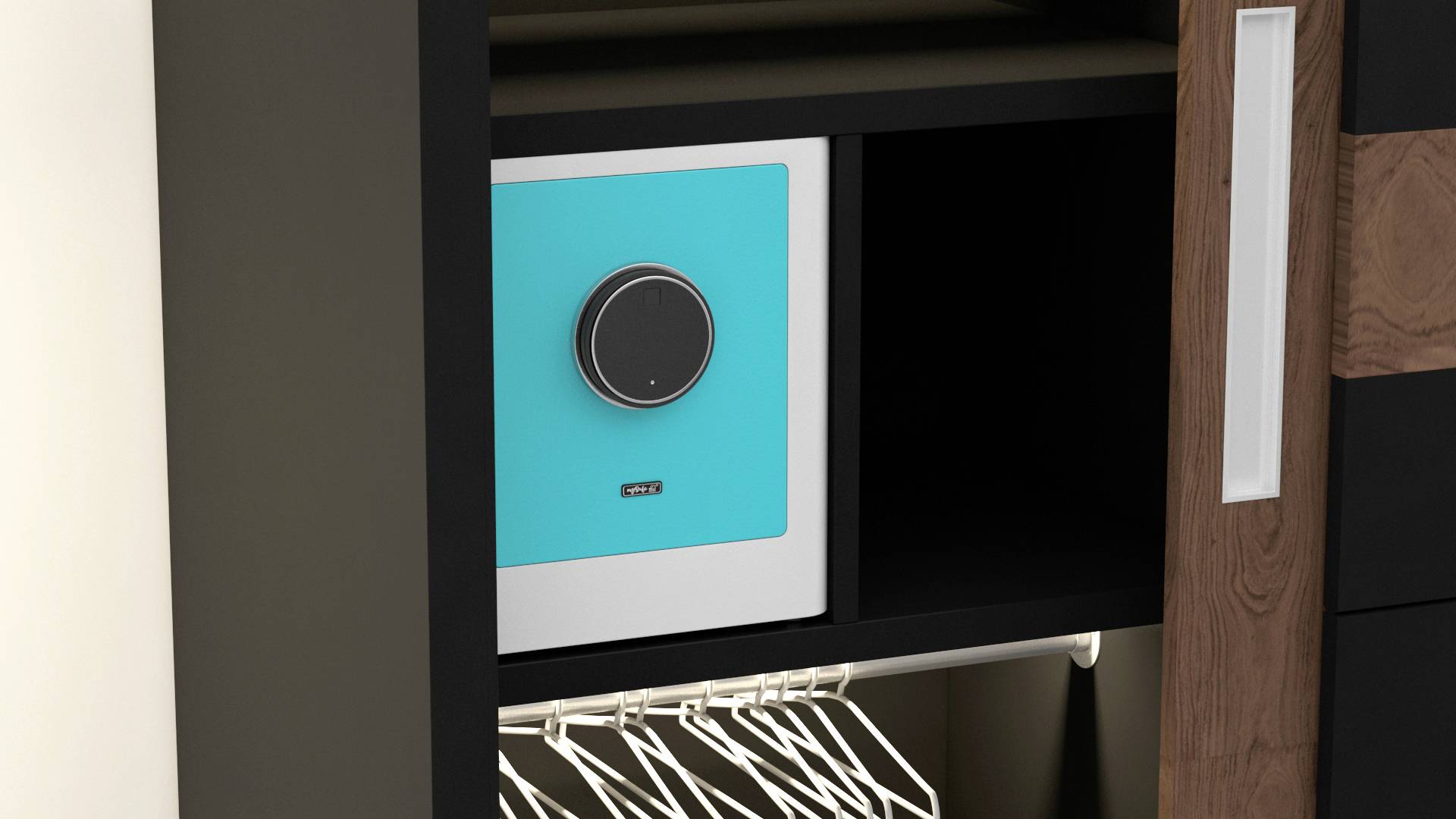 Basi 2020-0000-1013 mySafe Premium 350 Möbeltresor Zahlenschloss, Fingerabdruckschloss Weiß, Blau