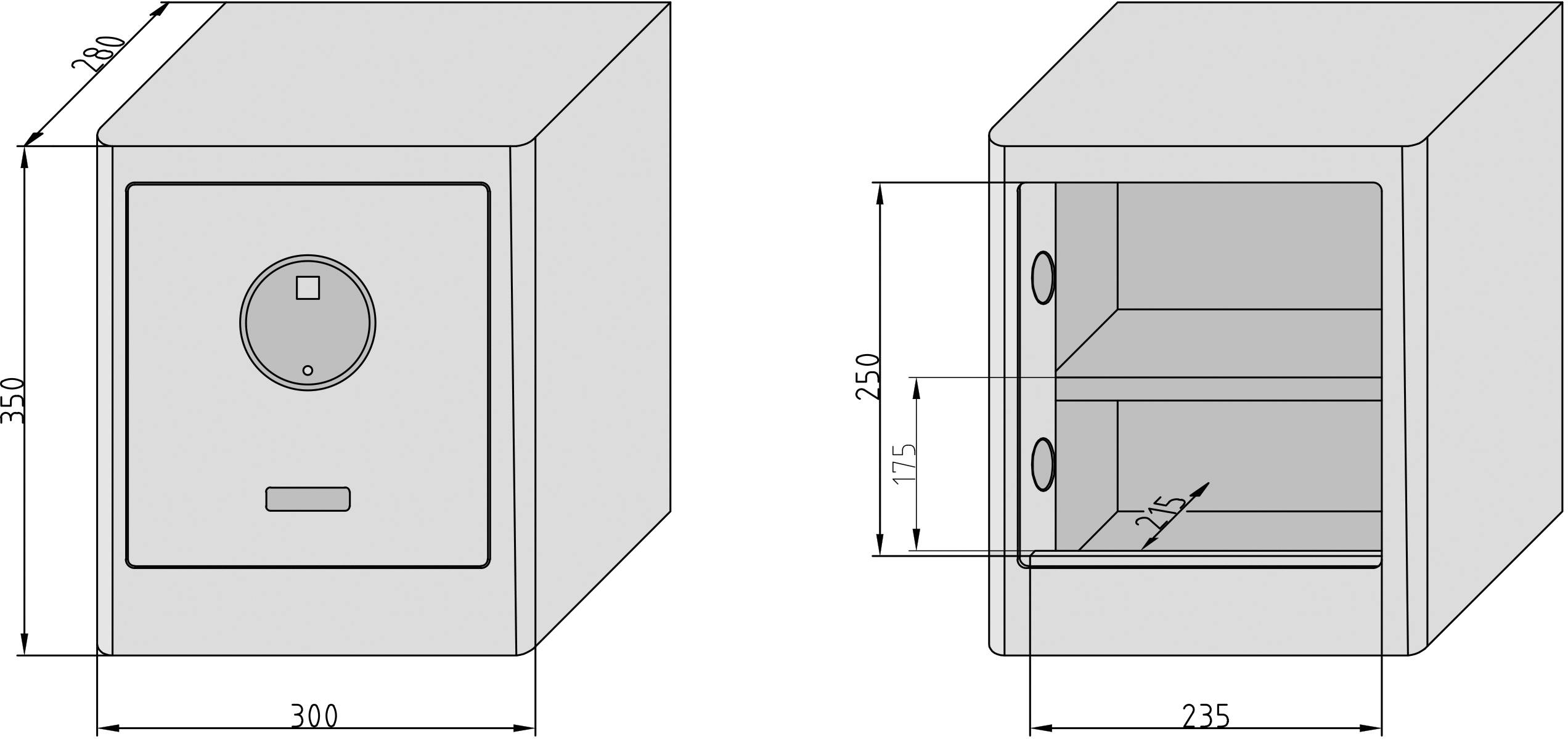 Basi 2020-0000-1013 mySafe Premium 350 Möbeltresor Zahlenschloss, Fingerabdruckschloss Weiß, Blau