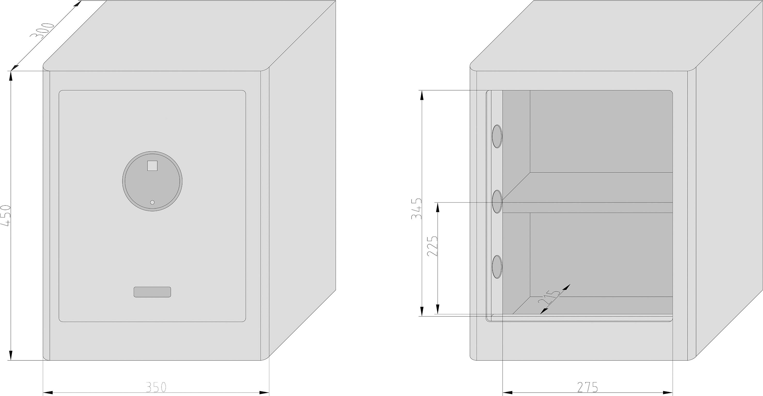 Basi 2020-0001-1000 mySafe Premium 450 Möbeltresor Zahlenschloss, Fingerabdruckschloss Weiß