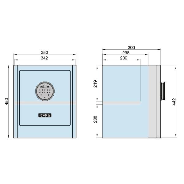 Basi 2020-0001-1200 mySafe Premium 450 Möbeltresor Zahlenschloss, Fingerabdruckschloss Grau