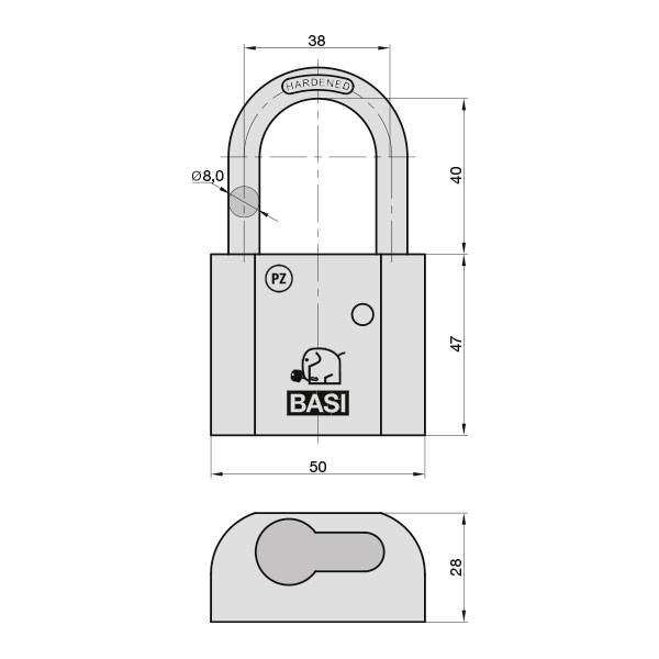 Basi PZ5090-0010 Vorhängeschloss Profilzylinder-Vorhangschloss