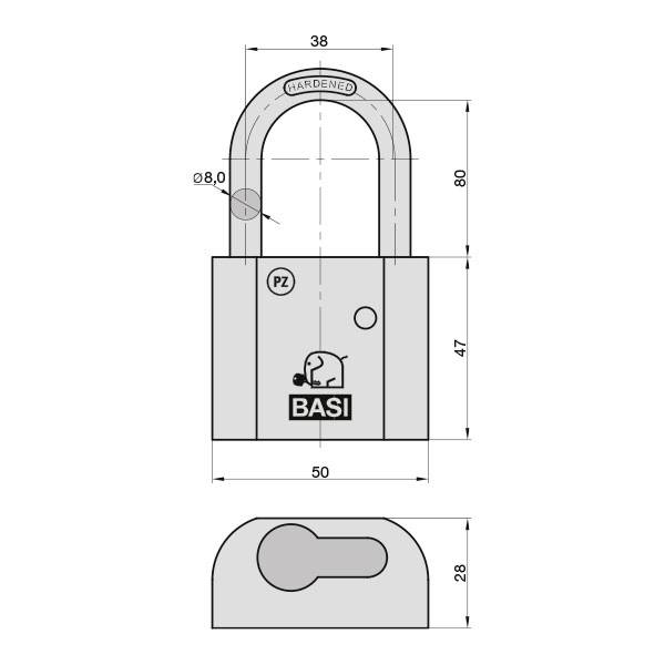 Basi PZ5090-0011 Vorhängeschloss Profilzylinder-Vorhangschloss