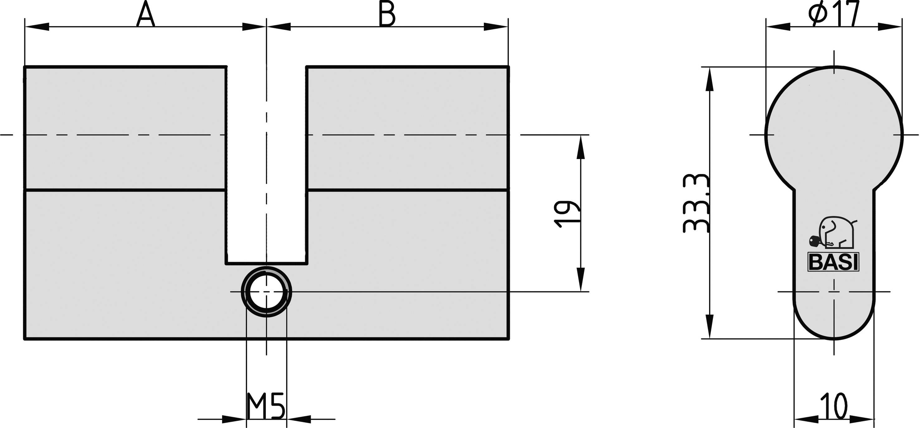 Basi 5990-1515 Profil-Blindzylinder 45 / 45mm