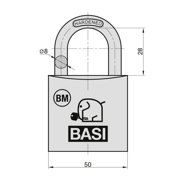 Basi BM5091-0050-0040 Vorhängeschloss gleichschließend Schlüsselschloss