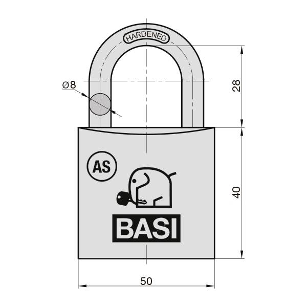 Basi 5091-0050-0034 Vorhängeschloss gleichschließend Profilzylinder-Vorhangschloss