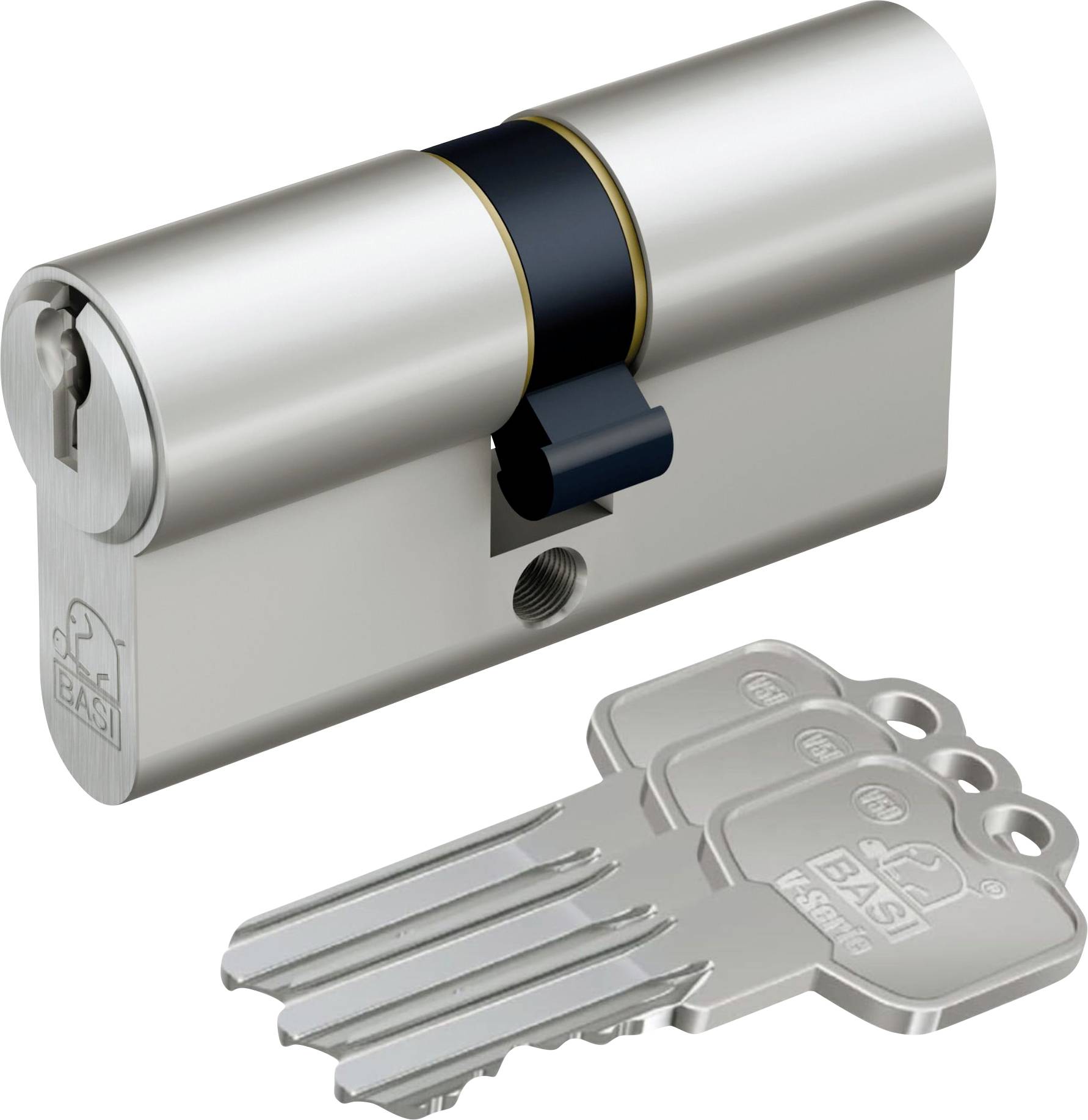 Technische Zeichnung eines Zylinderschlosses mit Maßangaben: Breitenoptionen (30-60), Höhe 19mm, Schlüsselloch-Durchmesser 17mm, gekennzeichnet als 