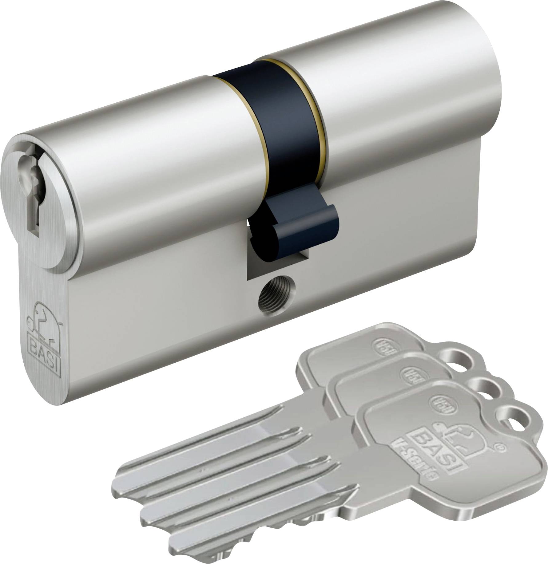 Ein zylindrisches Schlossmechanismus und drei Schlüssel mit 