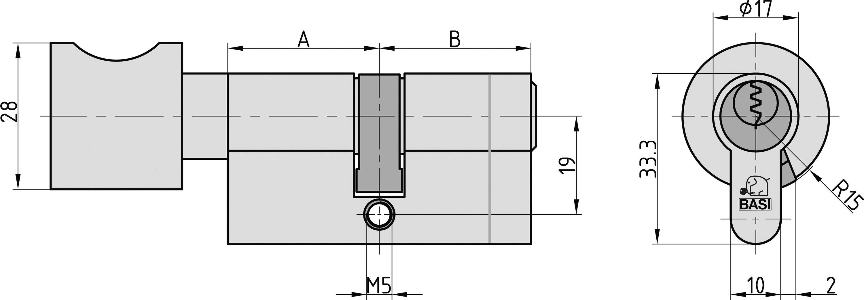 Basi V5030-0000 Profil-Knaufzylinder 30/30mm