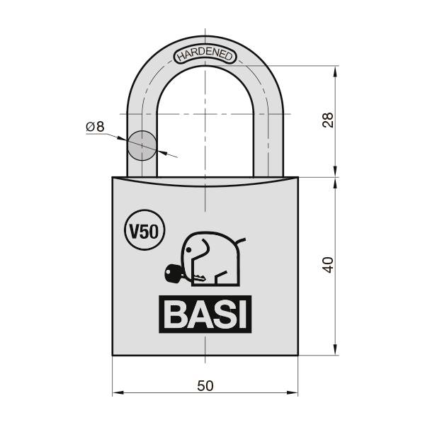 Basi V5091-0050-0010 Vorhängeschloss gleichschließend Profilzylinder-Vorhangschloss