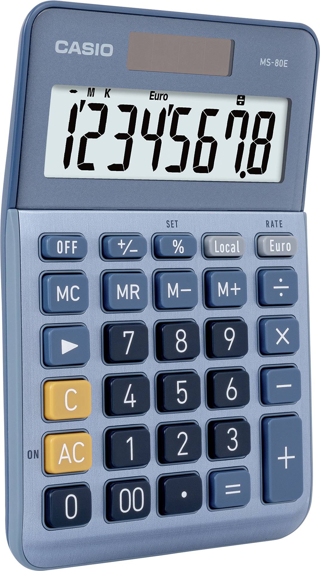 Casio MS-80E Tischrechner Blau Display (Stellen): 8solarbetrieben (L x B) 101mm x 149mm