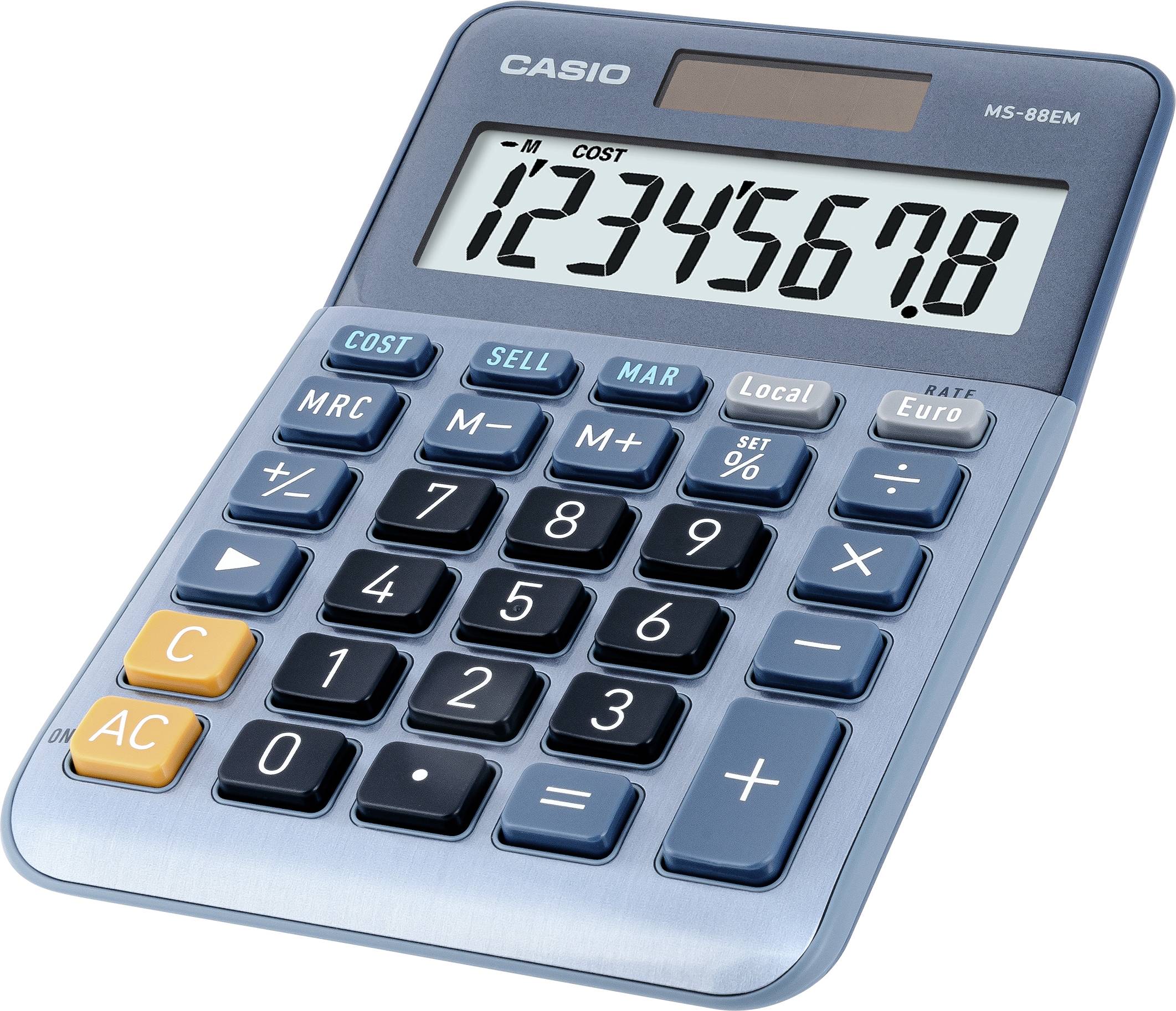 Casio MS-88EM Tischrechner Blau Display (Stellen): 8 solarbetrieben (L x B) 101 mm x 149 mm