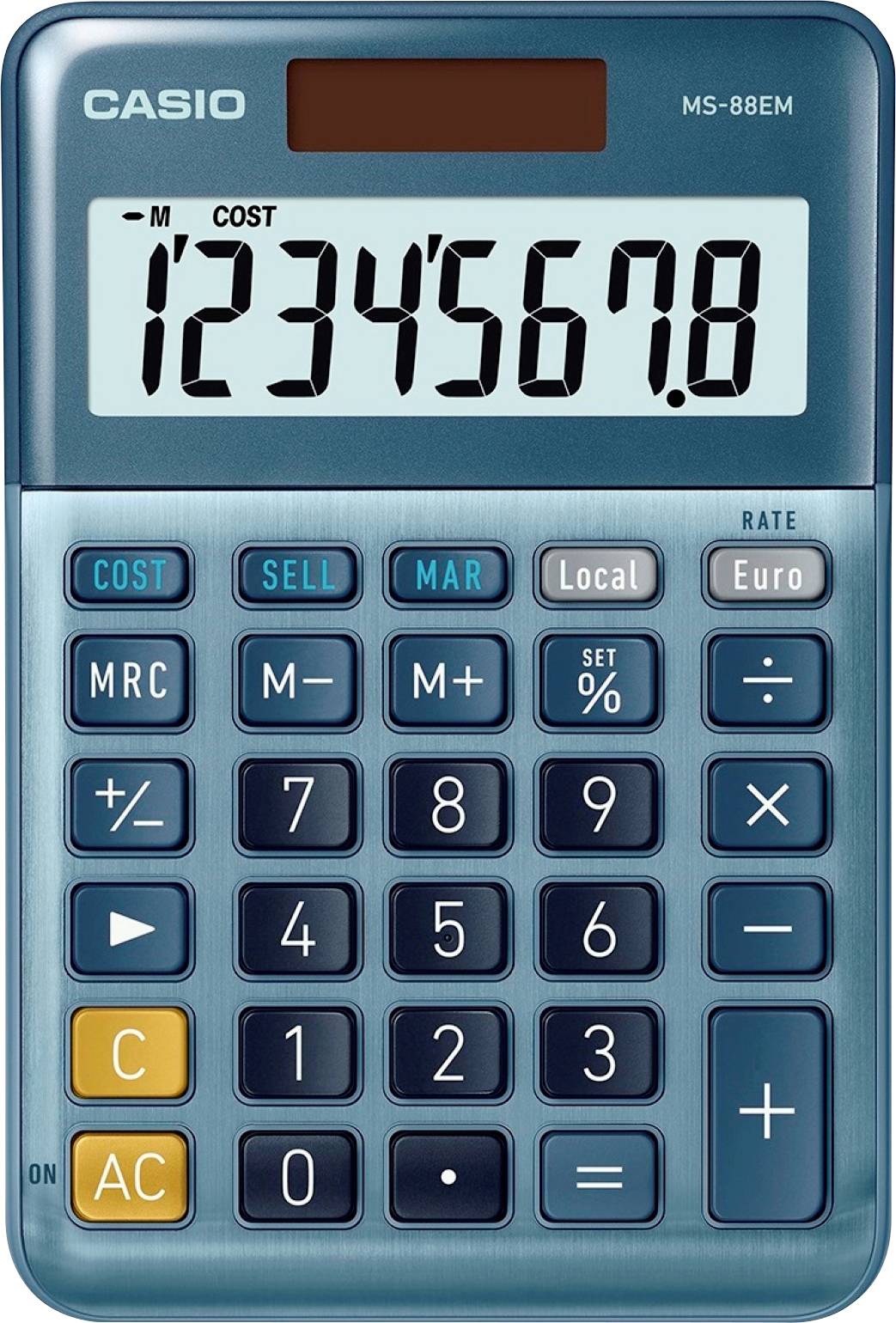 Casio MS-88EM Tischrechner Blau Display (Stellen): 8 solarbetrieben (L x B) 101 mm x 149 mm