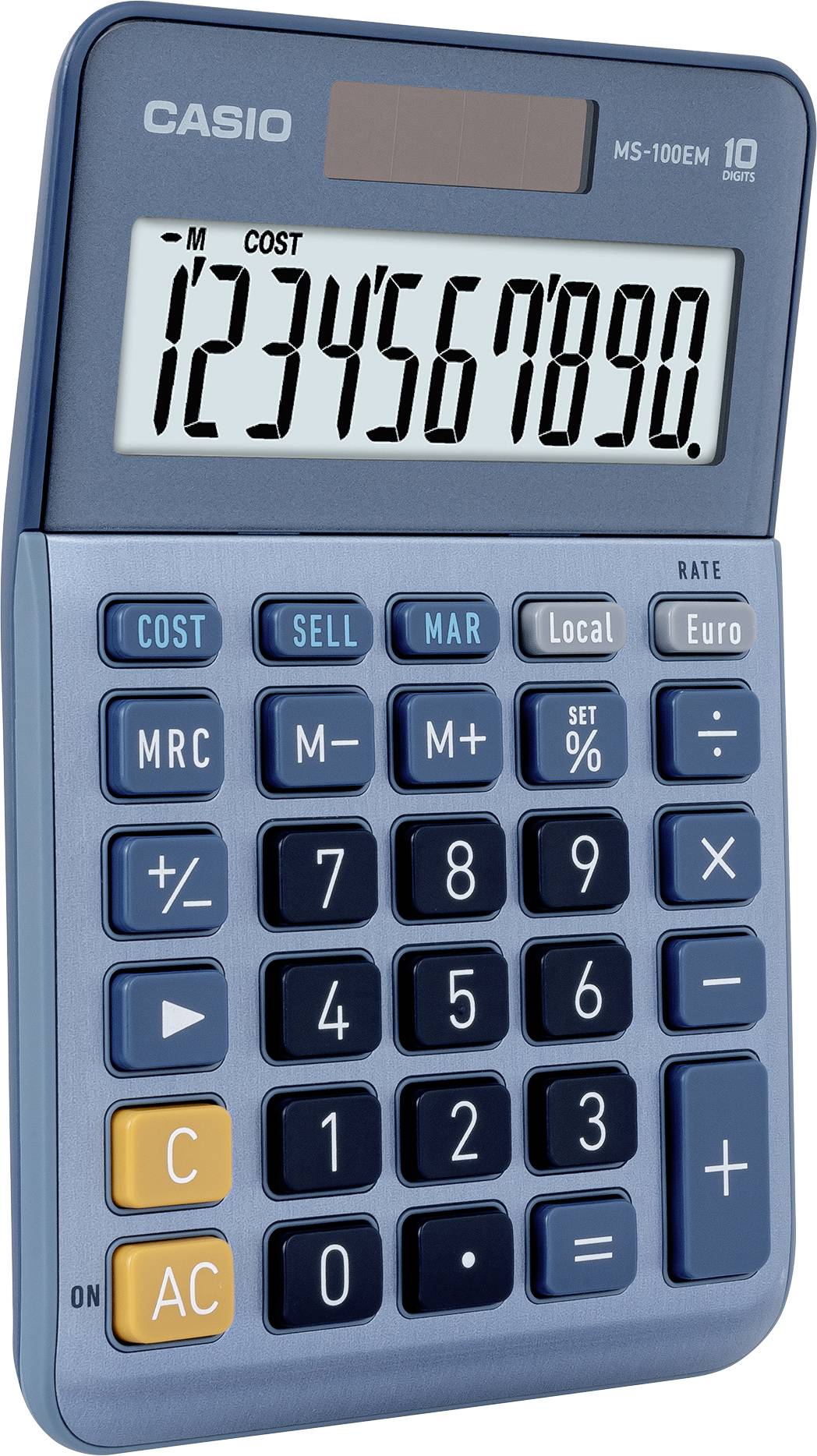 Casio MS-100EM Tischrechner Blau Display (Stellen): 10solarbetrieben (L x B) 101mm x 149mm