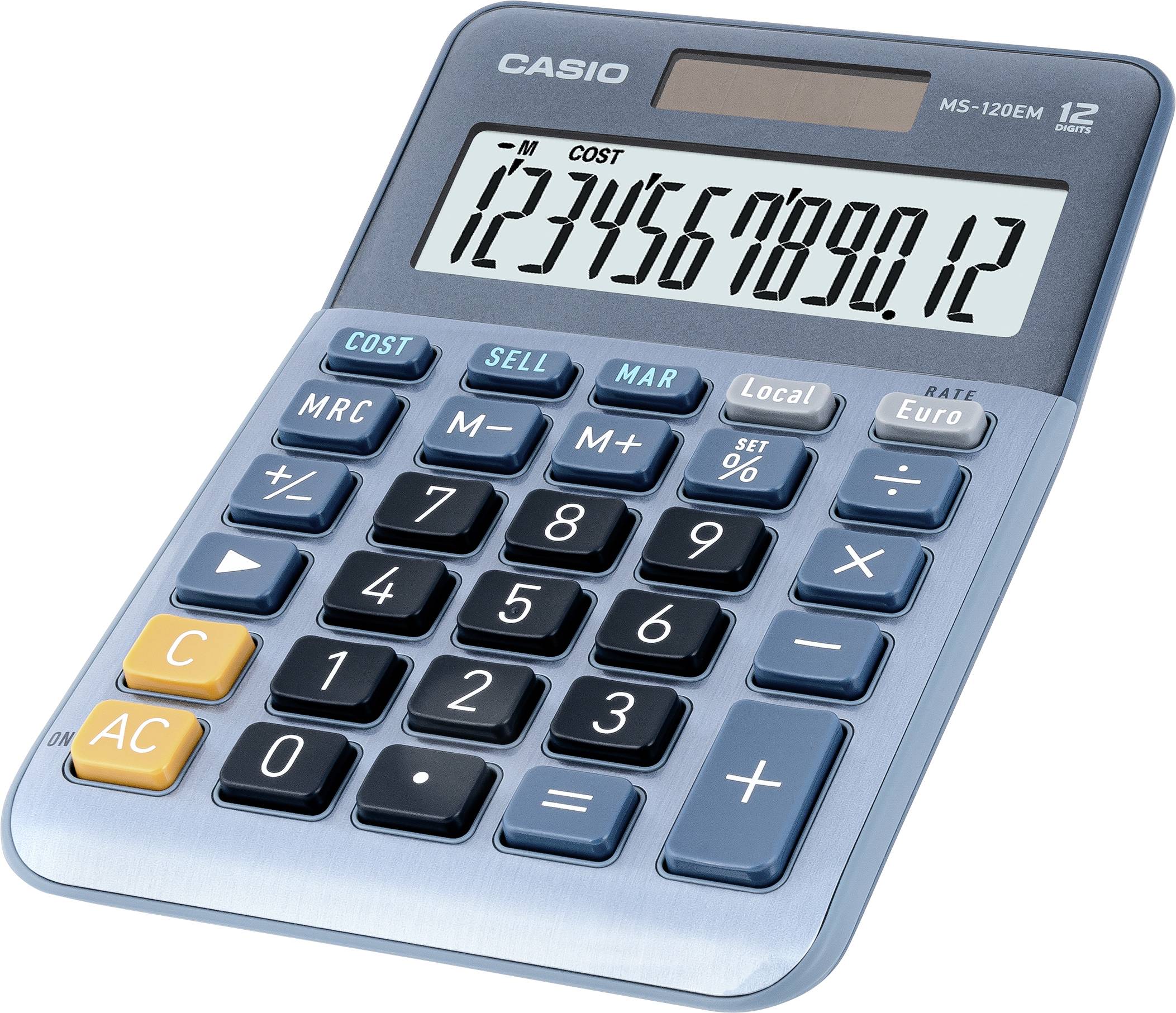 Casio MS-120EM Tischrechner Blau Display (Stellen): 12 solarbetrieben (L x B) 101 mm x 149 mm