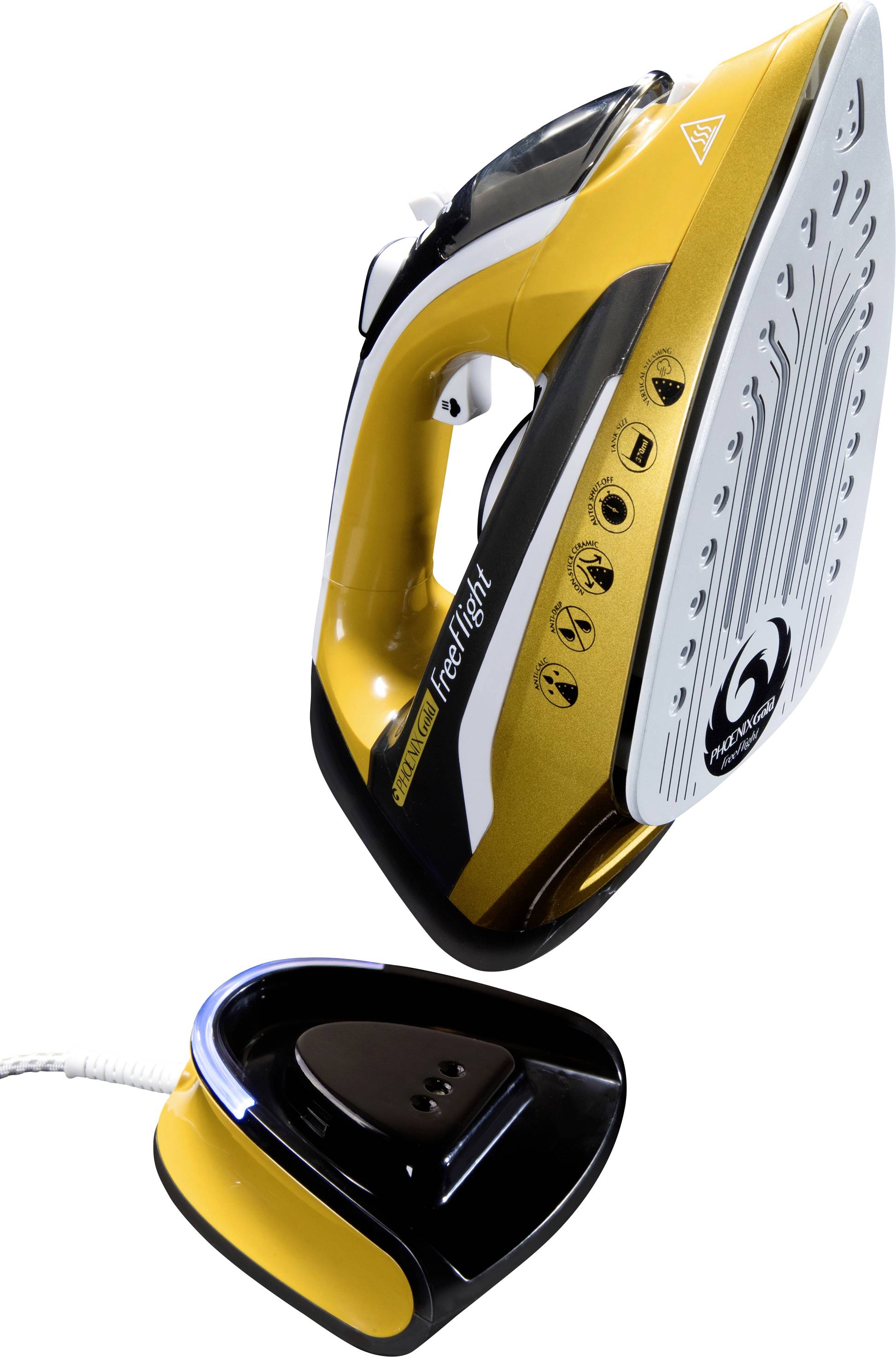MediaShop Phoenix Gold® Free Flight Dampfbügeleisen Gold, Schwarz 2400 W
