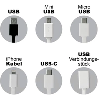 Eaxus 5in1 USB 2.0 Ladekbael mit Mini, Micro USB Stecker, Typ C, 8-pin, Kupplung Ladekabel Eaxus 5in1 USB 2.0 Ladekbael mit Mini, Micro USB Stecker, Typ C, 8-pin, Kupplung Ladekabel