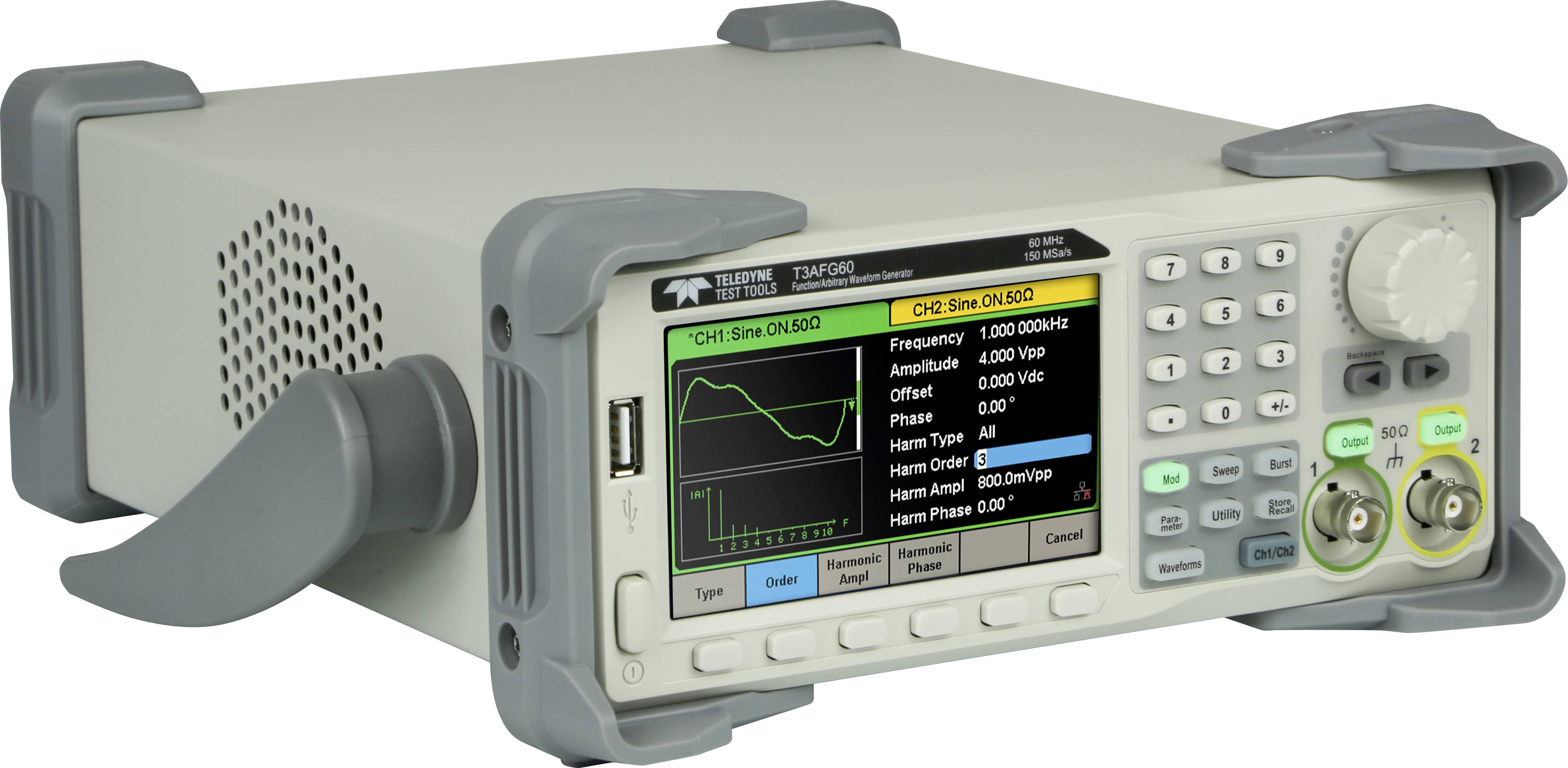 Teledyne LeCroy Function Generator Funktionsgenerator USB 1 µHz - 60MHz 2-Kanal Sinus, Rechteck, Puls, Dreieck, Rauschen, Arbiträr