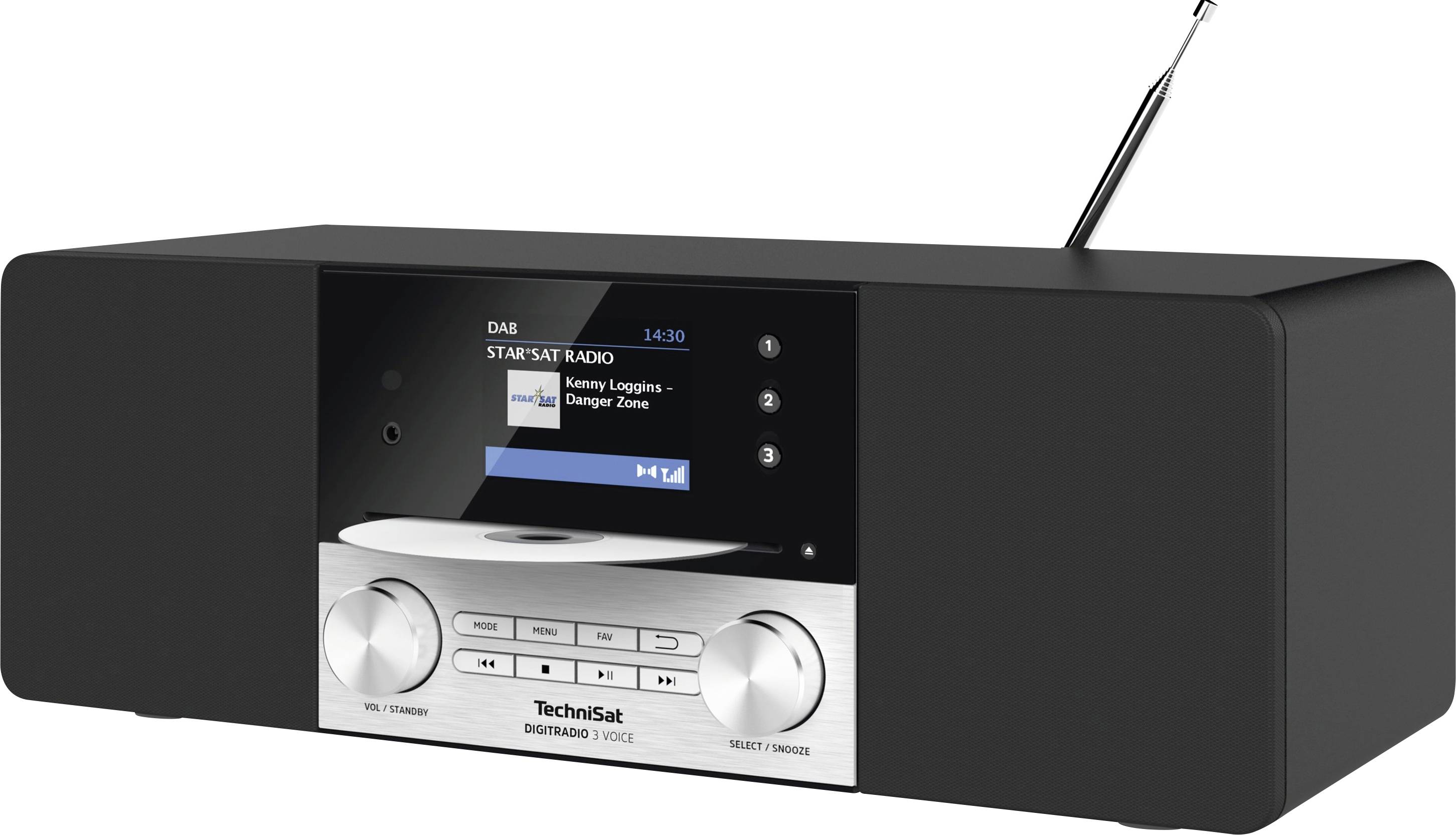 TechniSat DIGITRADIO 3 VOICE Tischradio DAB+, UKW AUX, CD, USB Akku-Ladefunktion, Barrierefrei, Inkl. Fernbedienung, Weckfunktion