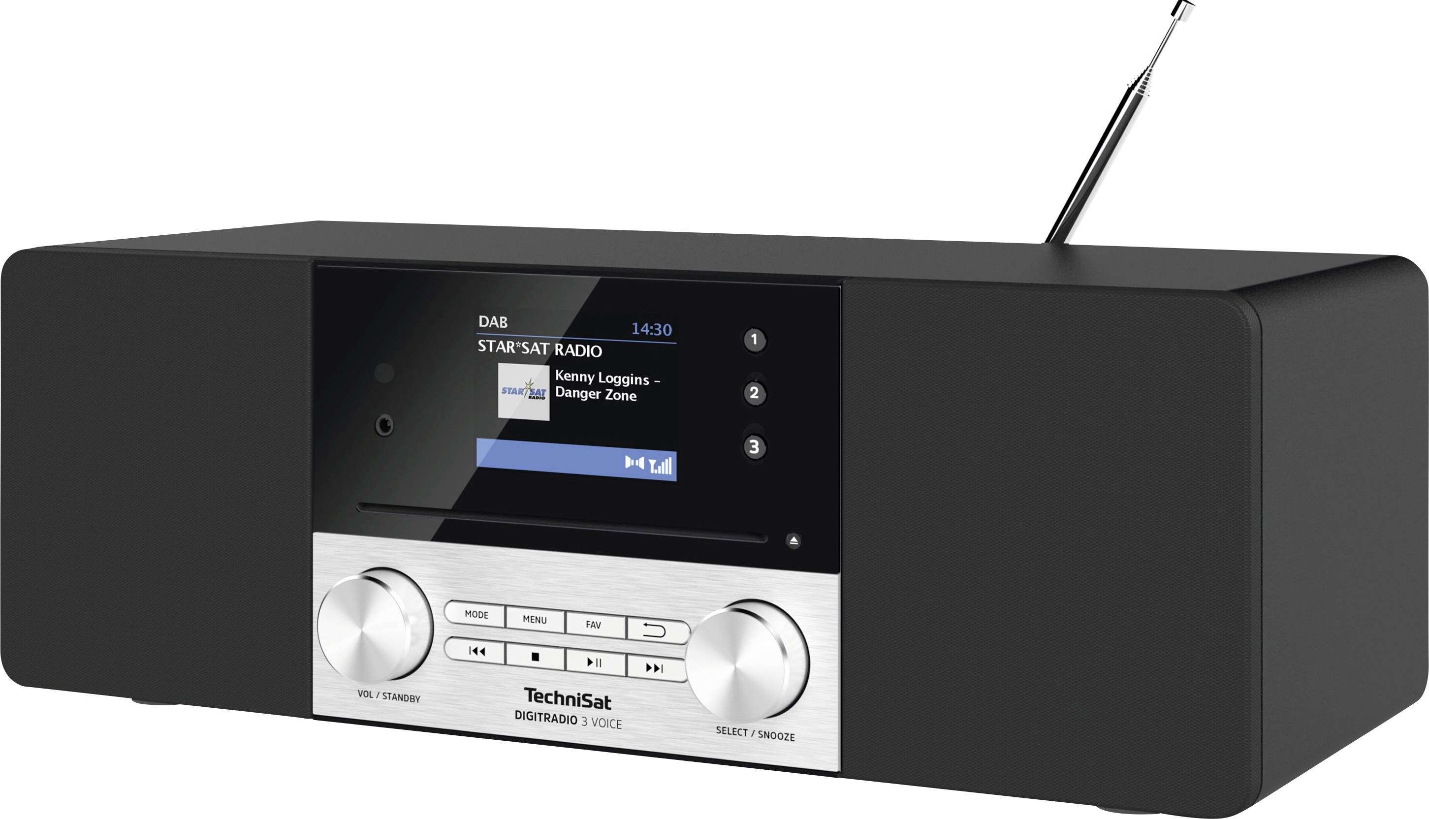 TechniSat DIGITRADIO 3 VOICE Tischradio DAB+, UKW AUX, CD, USB Akku-Ladefunktion, Barrierefrei, Inkl. Fernbedienung, Weckfunktion