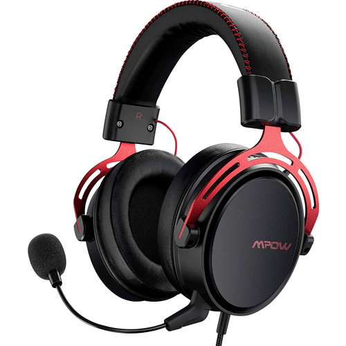 Mipow Gaming Over Ear Headset kabelgebunden Stereo Schwarz, Rot Mikrofon-Rauschunterdrückung Lautstärkeregelung