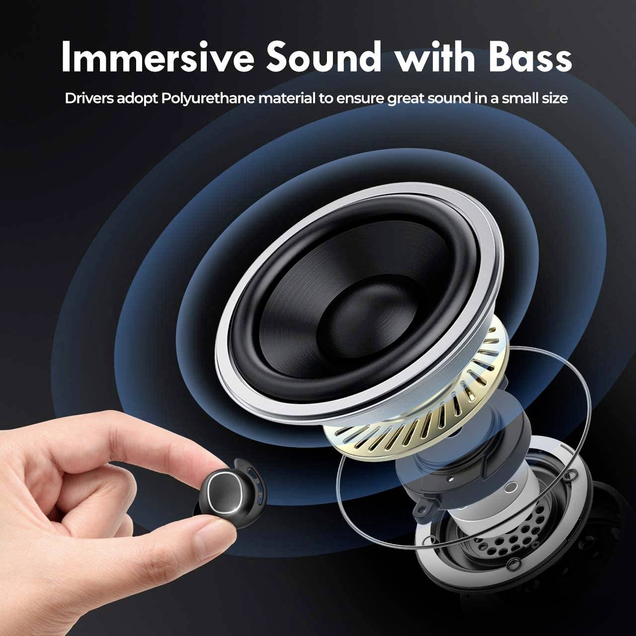 Mpow M30 TWS In Ear Kopfhörer Bluetooth® Schwarz Schweißresistent, Lautstärkeregelung Sport