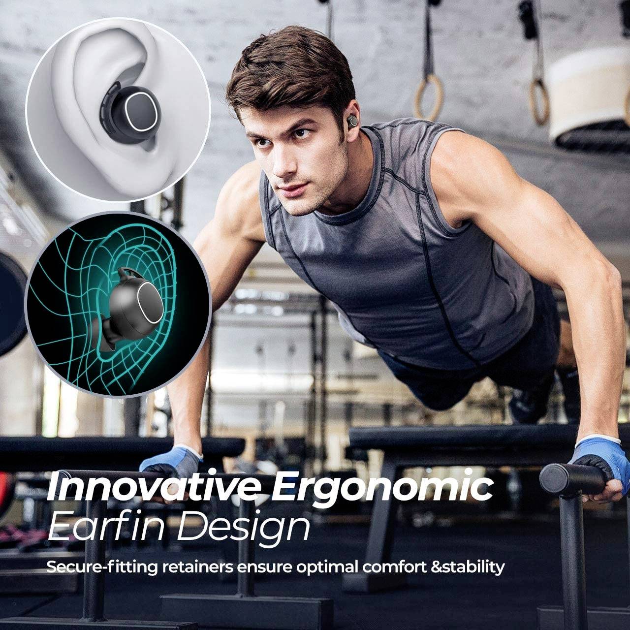 Mpow M30 TWS In Ear Kopfhörer Bluetooth® Schwarz Schweißresistent, Lautstärkeregelung Sport