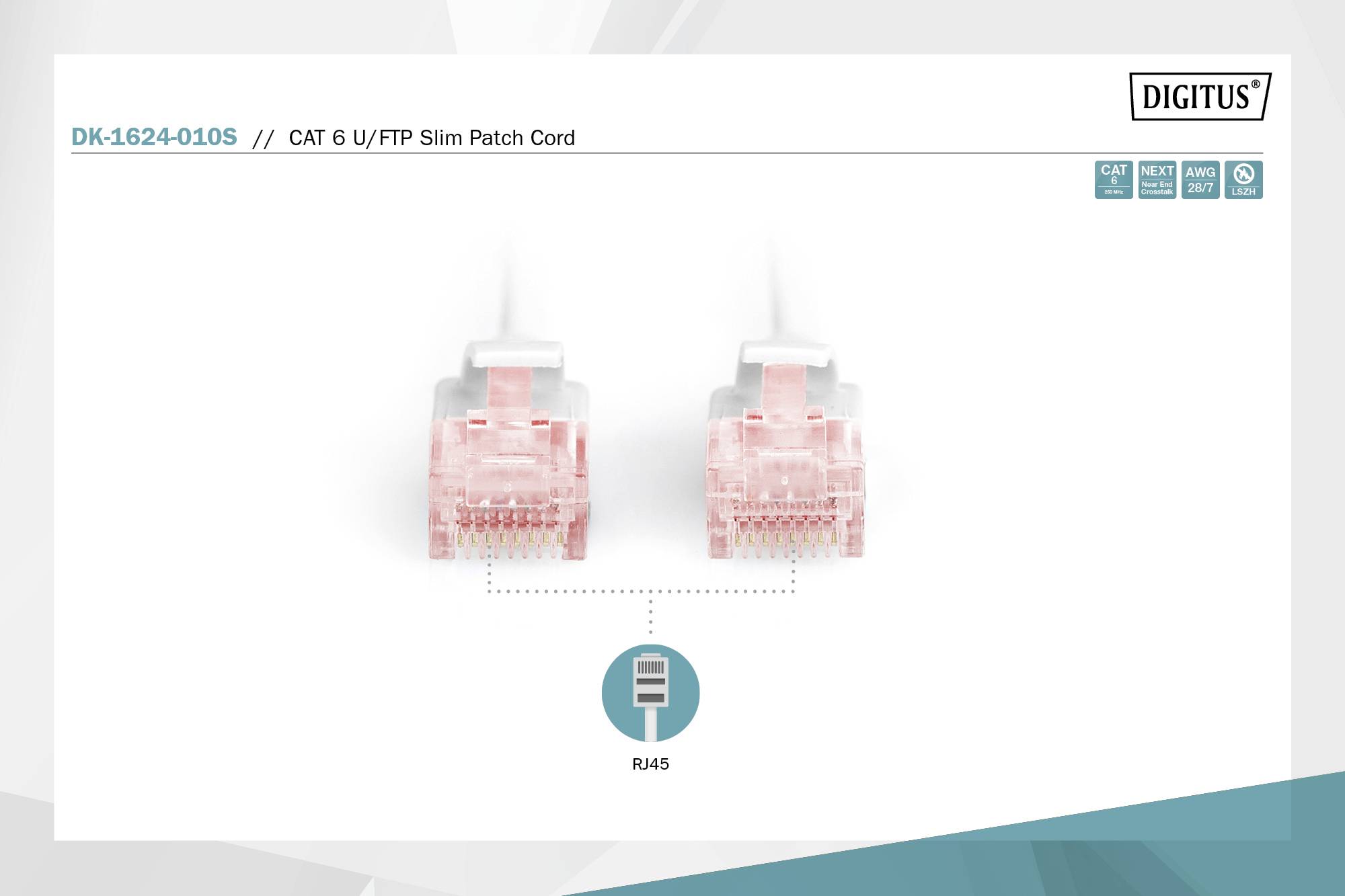 Digitus DK-1624-010S RJ45 Patchkabel CAT 6 U/FTP 1.00 m Grau Geschirmt, Halogenfrei, doppelt geschirmt 1 St.