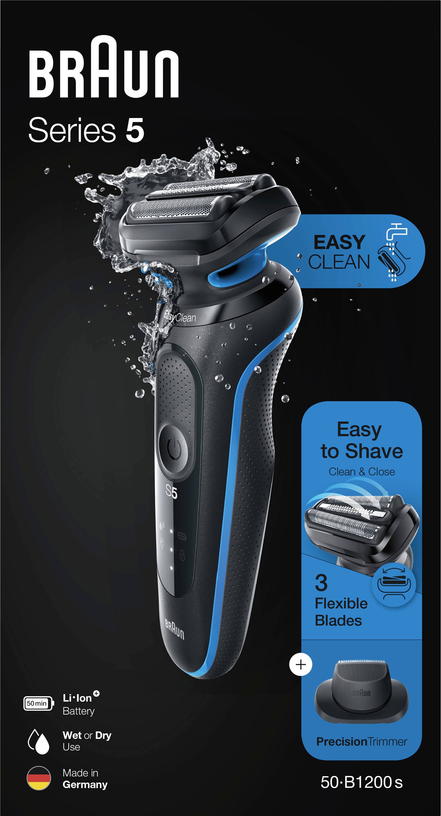 Braun Series5 - 50-B1200s 50-B1200s Folienrasierer Schwarz, Blau