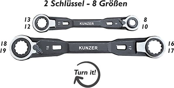 Kunzer 7RRS02 Ring-Ratschenschlüssel-Satz 4fach Schlüsselweite (Metrisch) 8 - 19mm