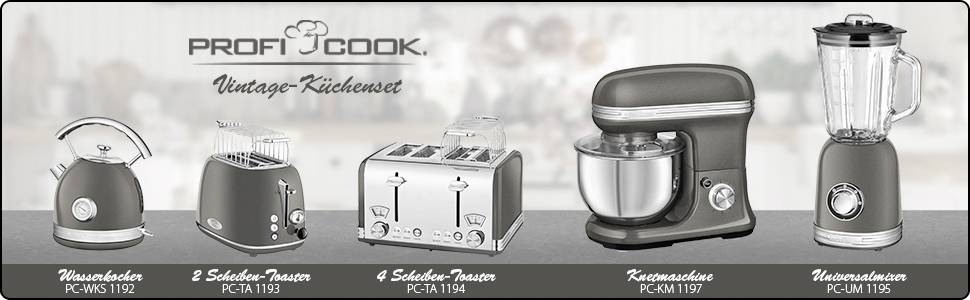Profi Cook PC-KM 1197 anthrazit Küchenmaschine 1200 W Anthrazit