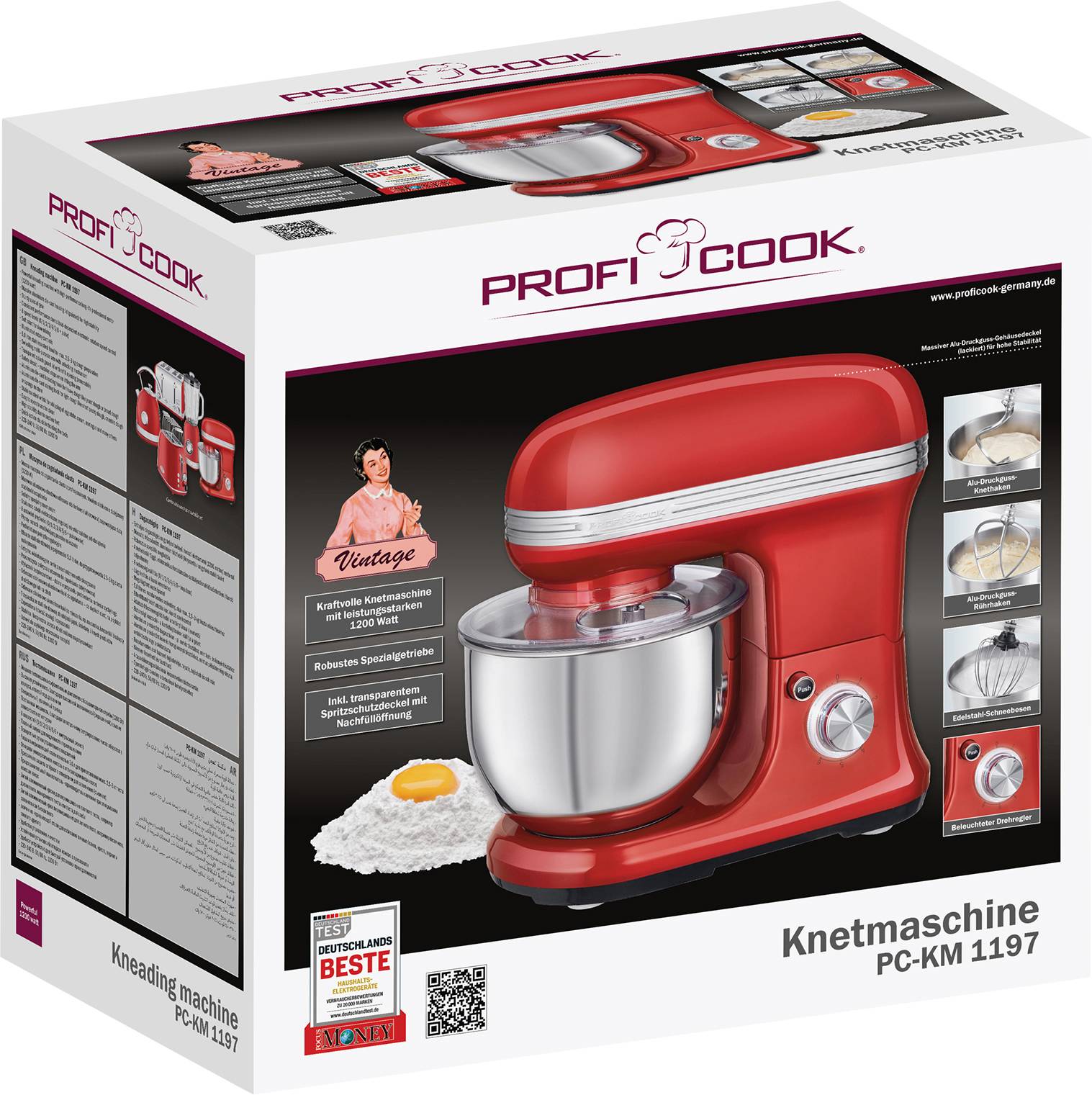 Profi Cook PC-KM 1197 rot Küchenmaschine 1200 W Rot