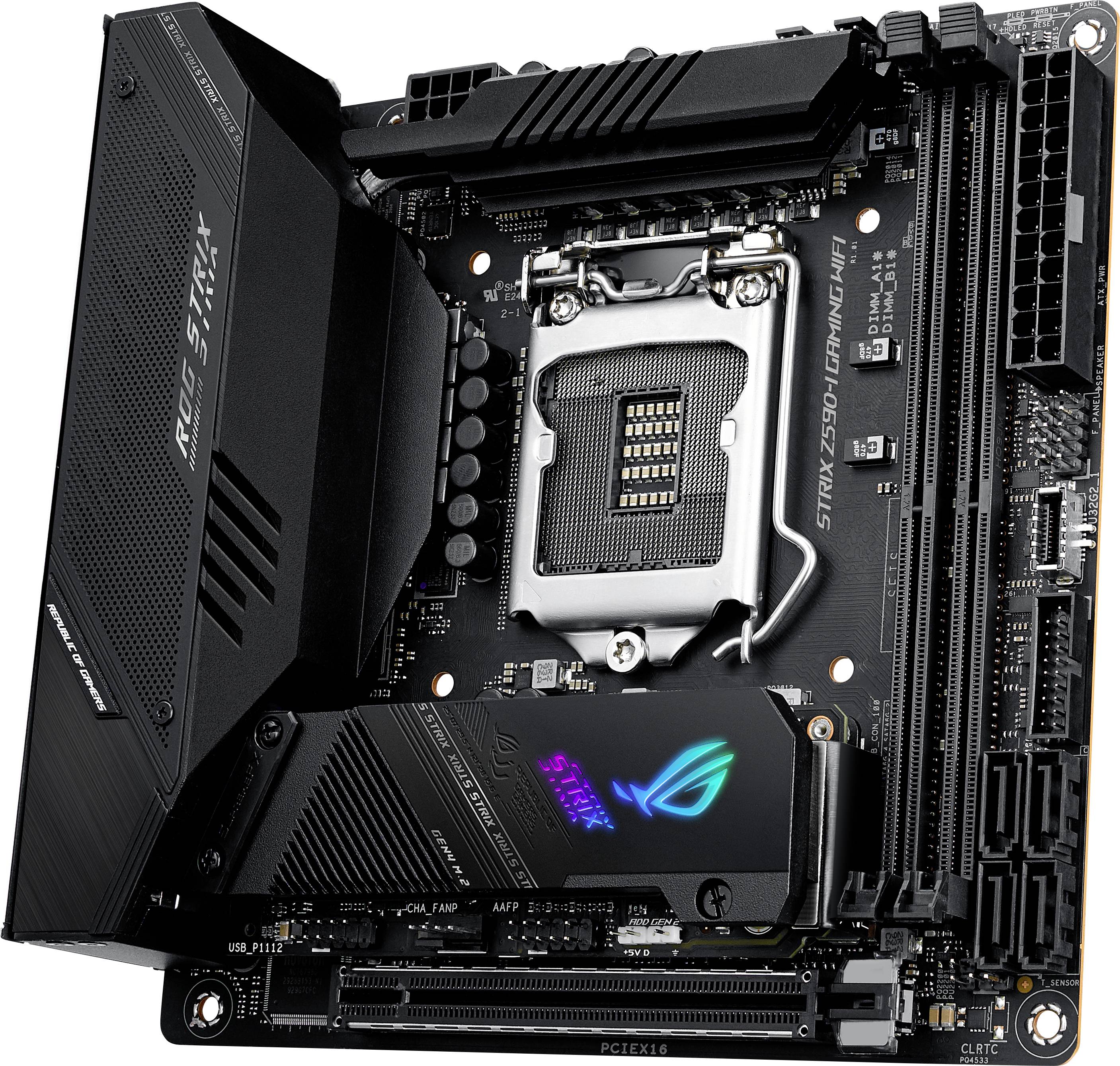 Asus ROG STRIX Z590-I GAMING WIFI Mainboard Sockel (PC) Intel® LGA 1200 Formfaktor (Details) Mini-ITX Mainboard-Chipsatz Intel® Z590