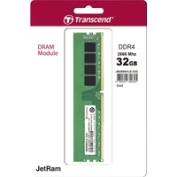 Transcend JetRAM PC-Arbeitsspeicher Modul DDR4 32 GB 1 x 32 GB 2666 MHz 288pin DIMM CL19 JM2666HLE-32G Transcend JetRAM PC-Arbeitsspeicher Modul DDR4 32 GB 1 x 32 GB 2666 MHz 288pin DIMM CL19 JM2666HLE-32G