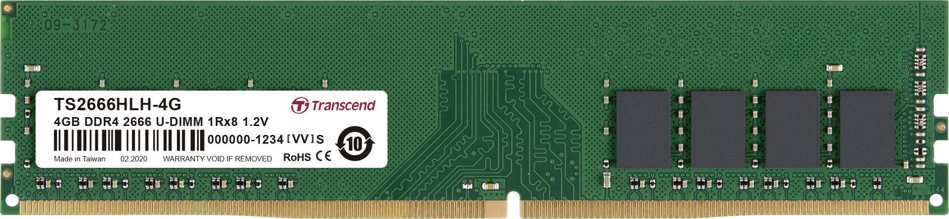 Transcend PC-Arbeitsspeicher Modul DDR4 4 GB 1 x 4 GB Non-ECC 2666 MHz 288pin DIMM CL19 TS2666HLH-4G