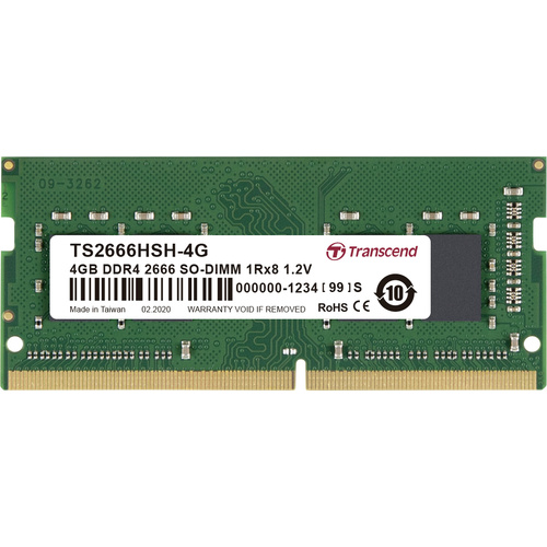 Transcend Module mémoire pour PC portable DDR4 4 GB 1 x 4 GB non-ECC 2666 MHz SO-DIMM 260 broches CL19 TS2666HSH-4G