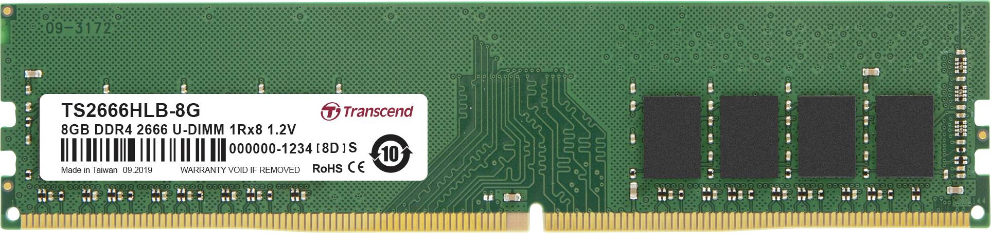 Transcend TS2666HLB-8G PC-Arbeitsspeicher Modul DDR4 8 GB 1 x 8 GB Non-ECC 2666 MHz 288pin DIMM CL19 TS2666HLB-8G