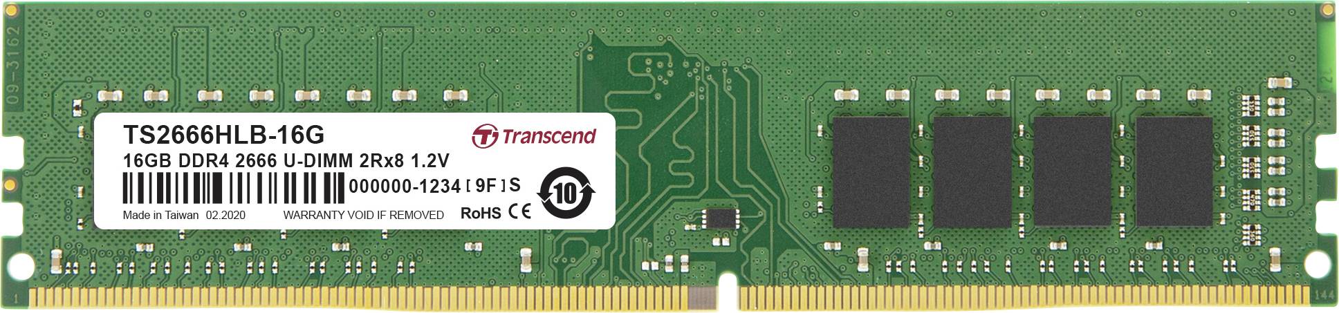 Transcend PC-Arbeitsspeicher Modul DDR4 16 GB 1 x 16 GB 2666 MHz 288pin DIMM CL19 TS2666HLB-16G