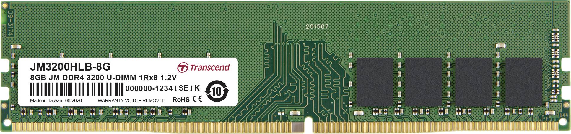 Transcend JetRAM PC-Arbeitsspeicher Modul DDR4 8 GB 1 x 8 GB 3200 MHz 288pin DIMM JM3200HLB-8G