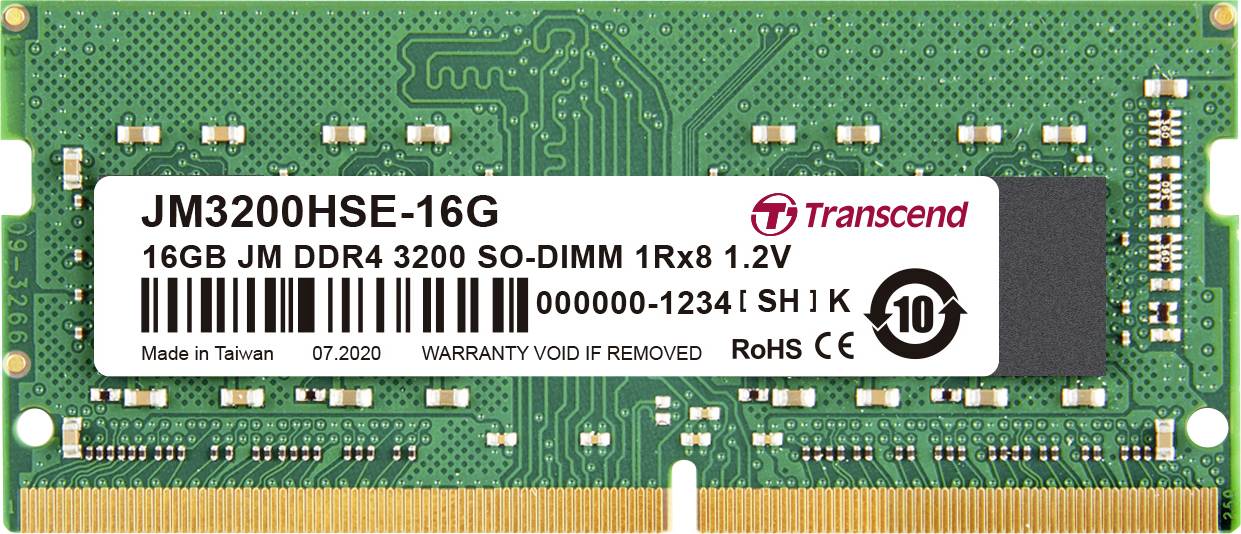 Transcend JetRAM Laptop-Arbeitsspeicher Modul DDR4 16 GB 1 x 16 GB 3200 MHz 260pin SO-DIMM JM3200HSE-16G