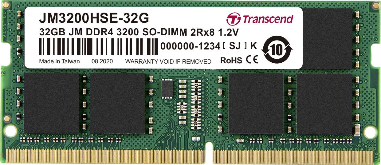 Transcend JetRAM Laptop-Arbeitsspeicher Modul DDR4 32 GB 1 x 32 GB 3200 MHz 260pin SO-DIMM JM3200HSE-32G