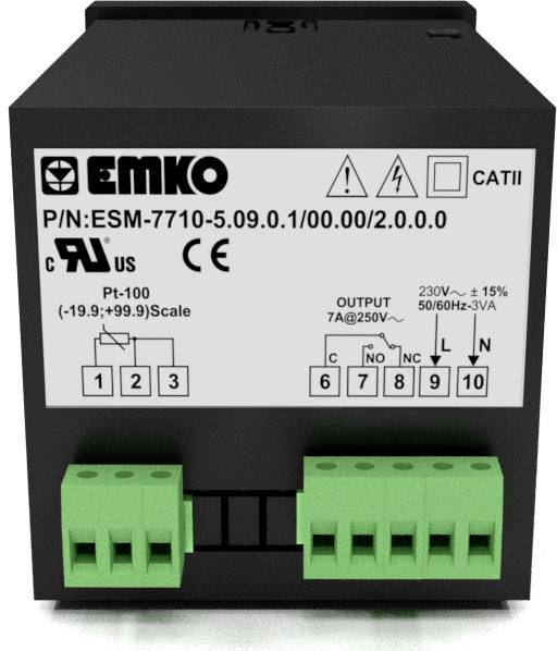 Emko ESM-7710.5.03.0.1/01.00/2.0.0.0 2-Punkt-Regler Temperaturregler Pt100 -50 bis 400°C Relais 7A (L x B x H) 95 x 72 x 72mm