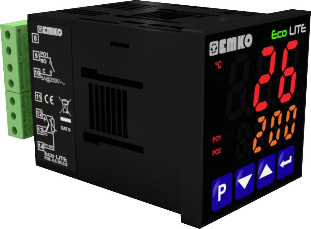Emko ecoLITE.4.6.1R.0.0 Temperaturregler Pt100, J, K, R, S, T, L -199 bis +999°C Relais 5A (L x B x H) 90 x 48 x 48mm
