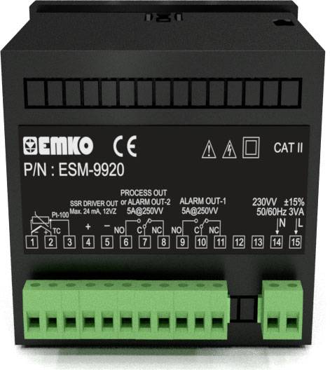 Emko ESM-9920.2.20.0.1/01.02/0.0.0.0 2-Punkt, P, PI, PD, PID Temperaturregler Pt100, J, K, R, S, T -200 bis 1700°C Relais 5