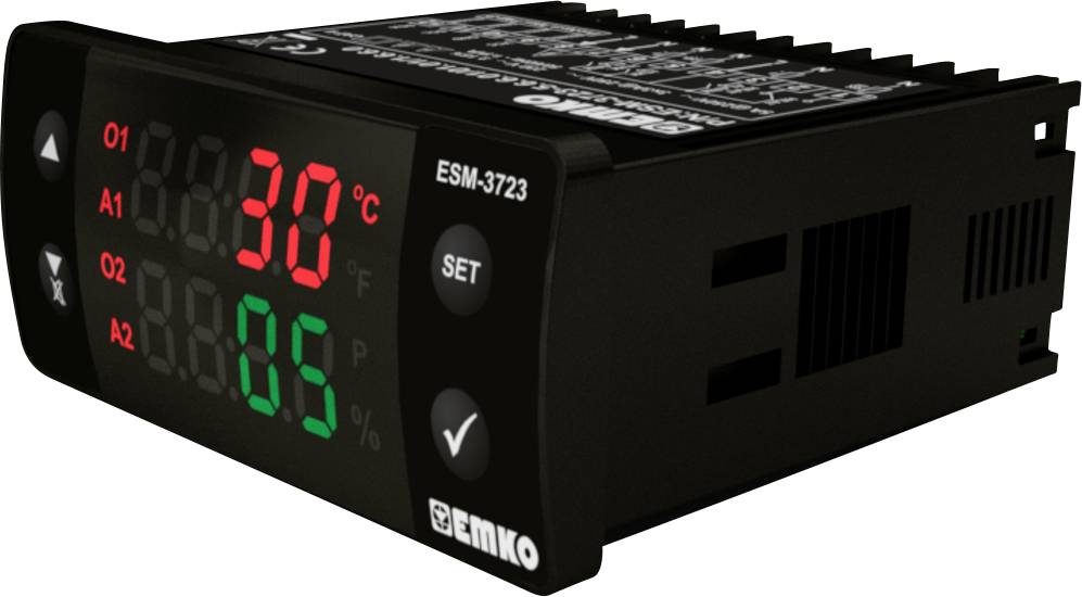Emko ESM-3723.8.2.5.0.1/01.01/1.0.0.0 2-Punkt und PID Regler Temperaturregler PTC 0 bis 100°C Relais 5A (L x B x H) 65 x 76 x 35mm