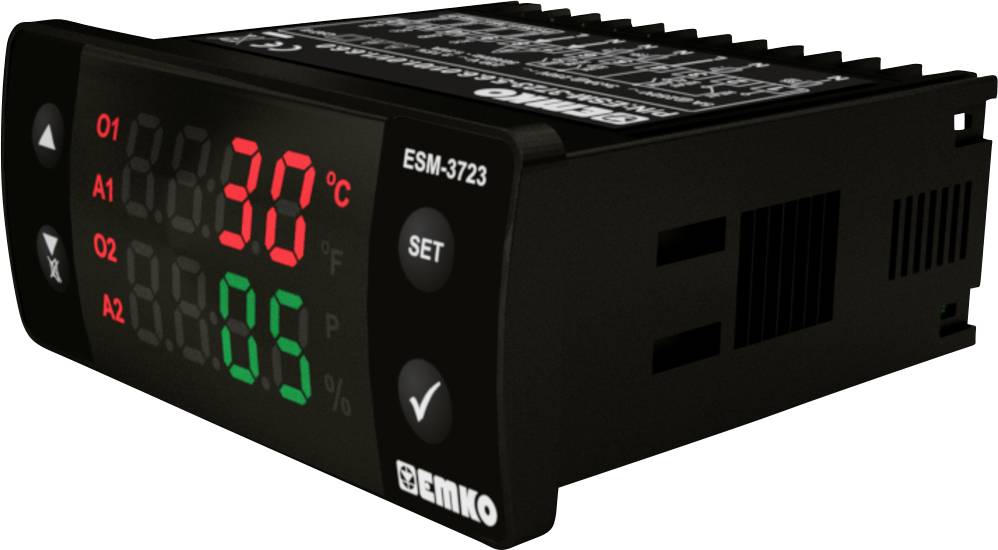 Emko ESM-3723.2.2.5.0.1/01.01/1.0.0.0 2-Punkt und PID Regler Temperaturregler PTC 0 bis 100°C Relais 5A (L x B x H) 65 x 76 x 35mm