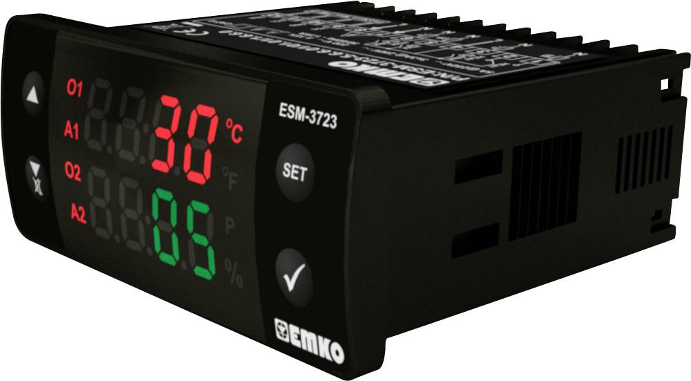 Emko ESM-3723.5.3.4.0.1/01.01/1.0.0.0 2-Punkt und PID Regler Temperaturregler NTC 0 bis 100°C Relais 5A (L x B x H) 65 x 76 x 35mm