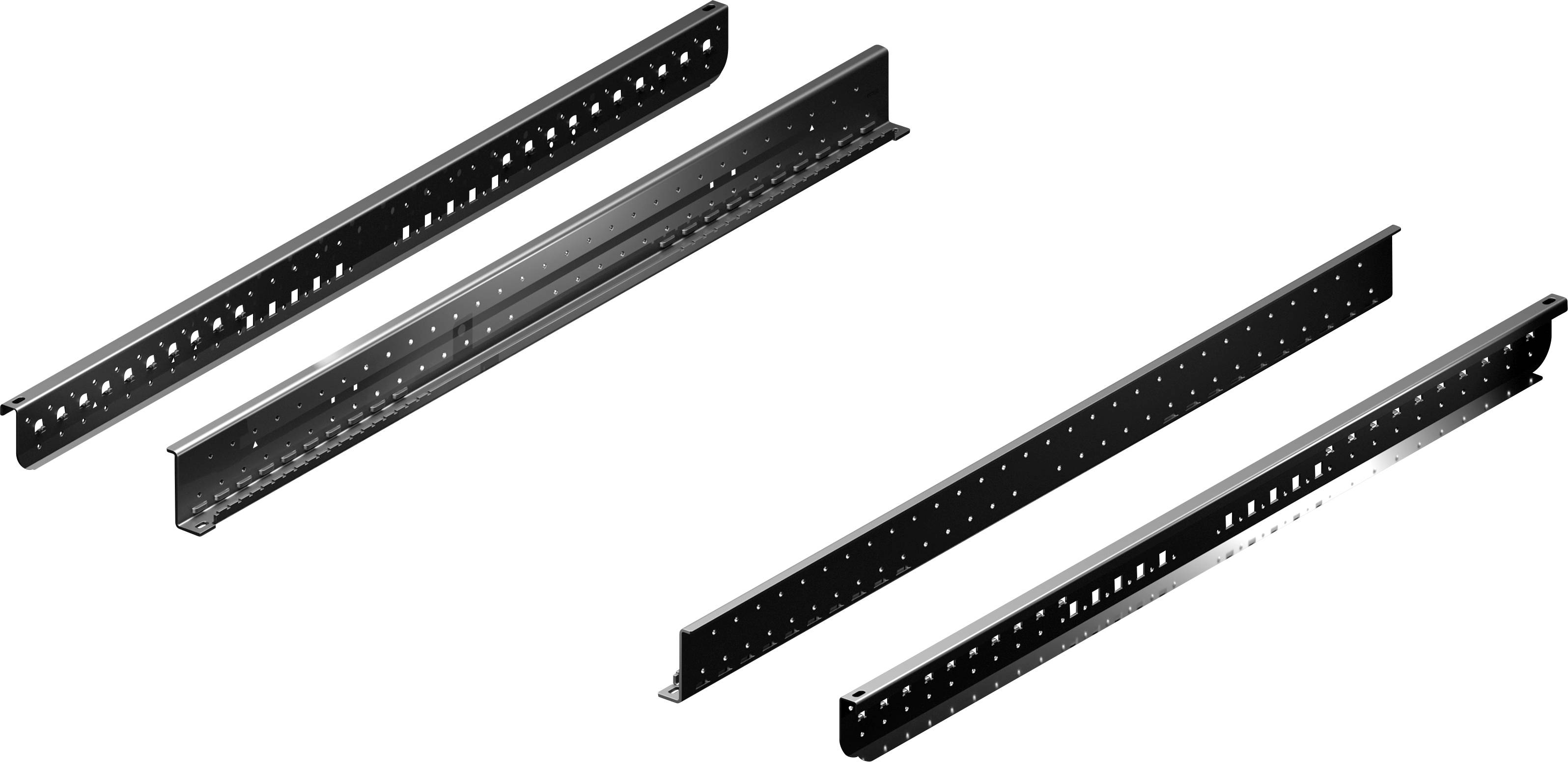 Schubladenschienen-Set, bestehend aus zwei Paaren aus Metall, in schwarzer Farbe. Geeignet für Möbelmontage und Schubladenauszüge.