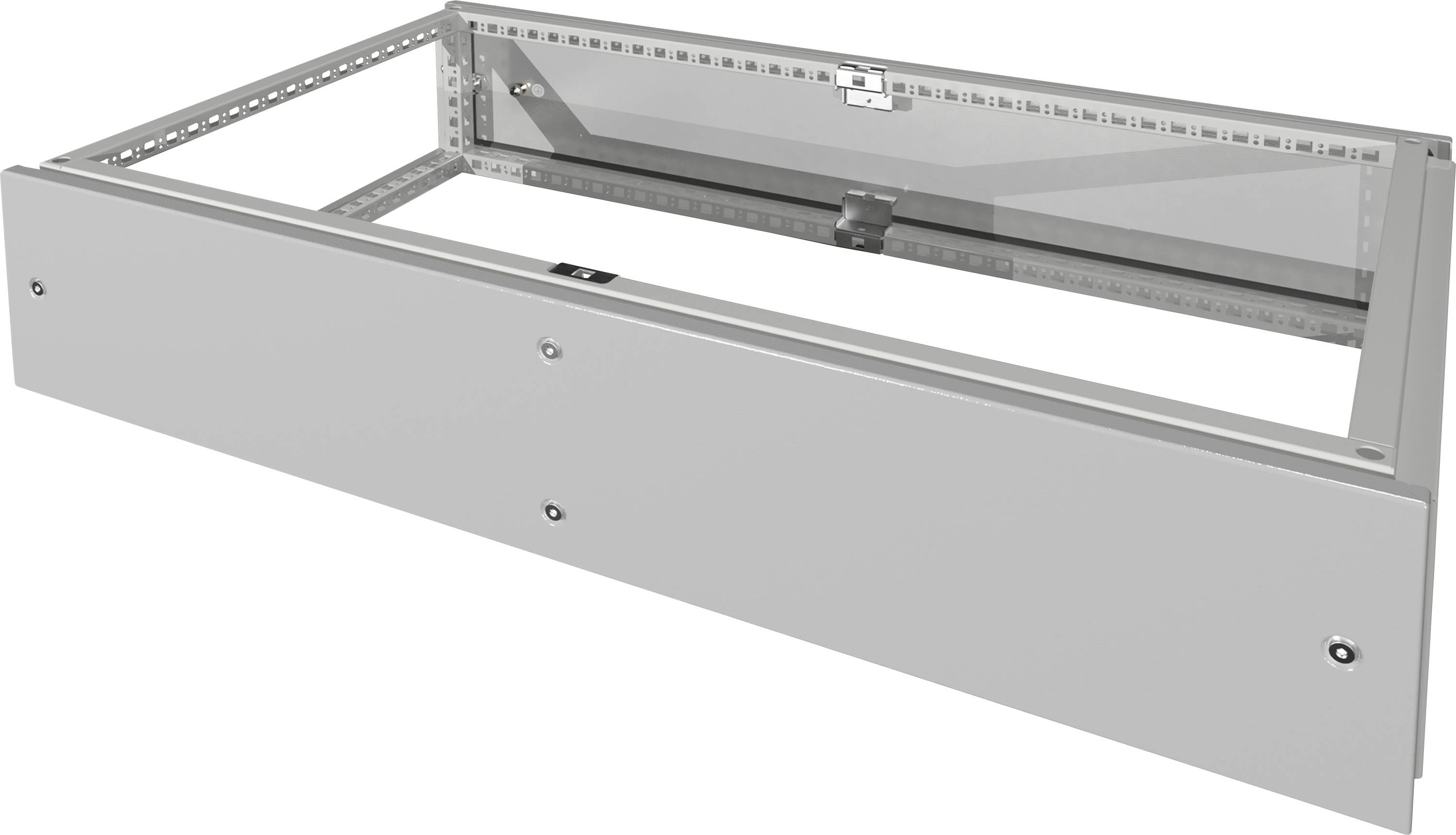 Metallschublade mit sicherem Verschlussmechanismus und verstärkter Konstruktion, geeignet für Industrie- oder Werkstattanwendungen.