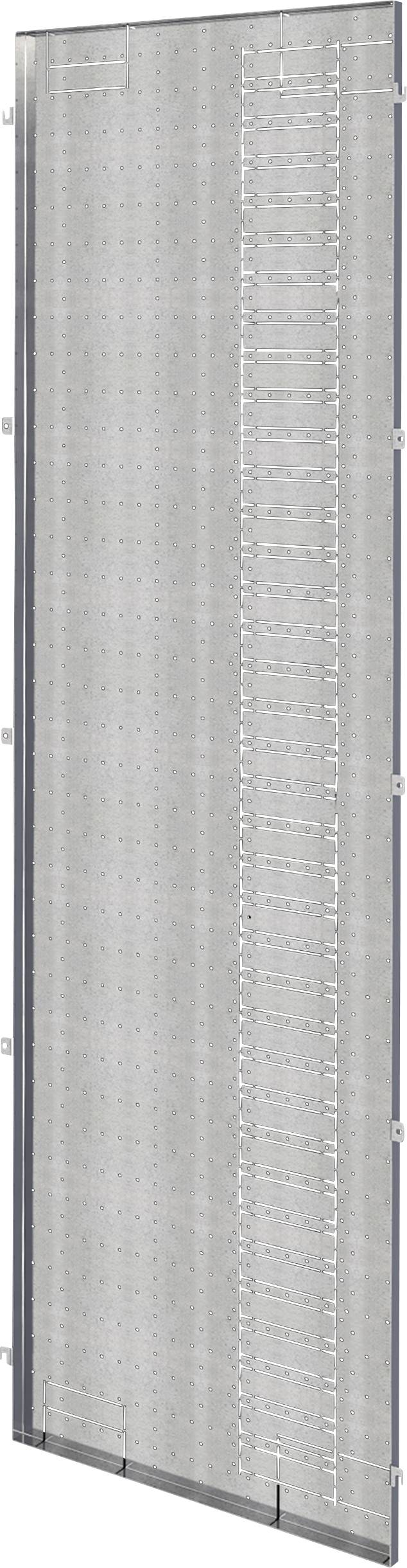 Ein leerer, hoher, schmaler Metalldraht-Rahmen für Werkzeugaufbewahrung, geeignet zur Wandmontage in einer Werkstattumgebung.